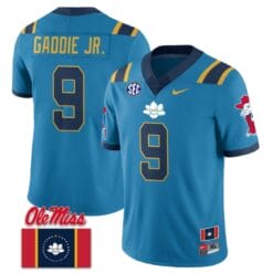 DeShawn Gaddie Jr Jersey #9 Ole Miss Rebels Football Flag Patch All Stitched Blue 1
