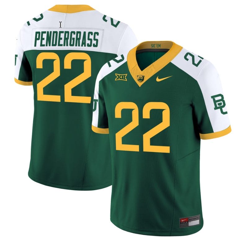 Dawson Pendergrass Jersey #22 Baylor Bears Vapor Limited College Football All Stitched Green Alternate