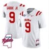 DeShawn Gaddie Jr Jersey #9 Ole Miss Rebels Football Ole Map All Stitched White