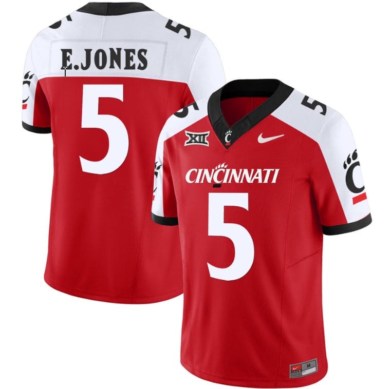 Emory Jones Jersey #5 Cincinnati Bearcats Vapor Limited College Football All Stitched Red Alternate