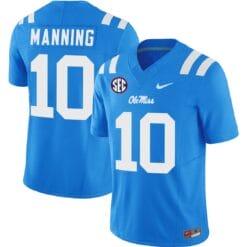 Eli Manning Jersey #10 Ole Miss Rebels Football Vapor Limited All Stitched Powder Blue