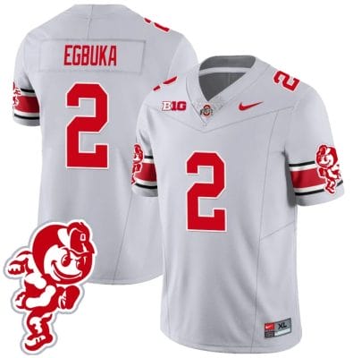 Emeka Egbuka Jersey #2 Ohio State Buckeyes Football 2023 Stitched Brutus Buckeye Patch Gray