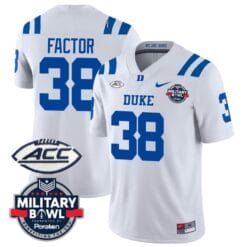 Factor Jersey #38 Duke Blue Devils Football Limited White Military Bowl