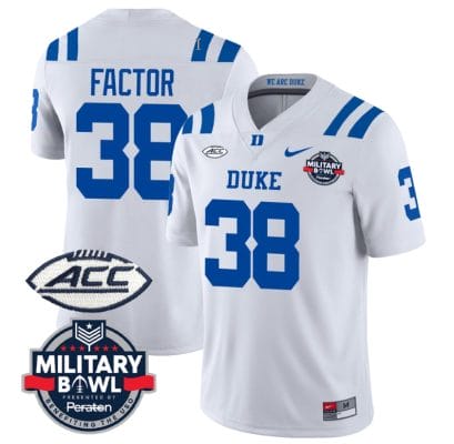 Factor Jersey #38 Duke Blue Devils Football Limited White Military Bowl
