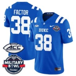 Factor Jersey #38 Duke Blue Devils Football Limited Royal Military Bowl