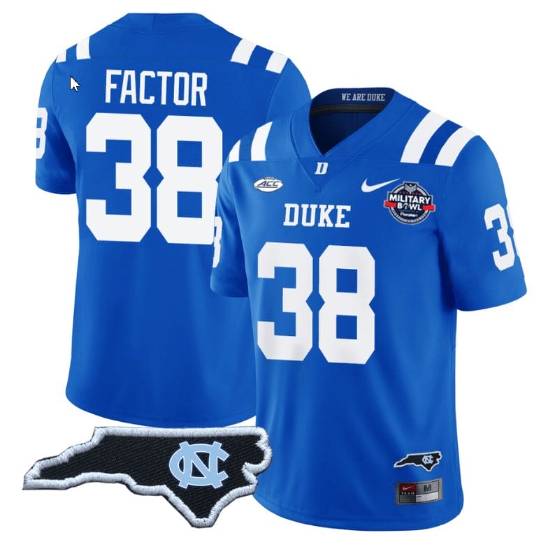 Factor Jersey #38 Duke Blue Devils Football Limited Royal NC State