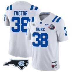 Factor Jersey #38 Duke Blue Devils Football Limited White NC State