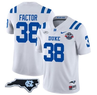 Factor Jersey #38 Duke Blue Devils Football Limited White NC State