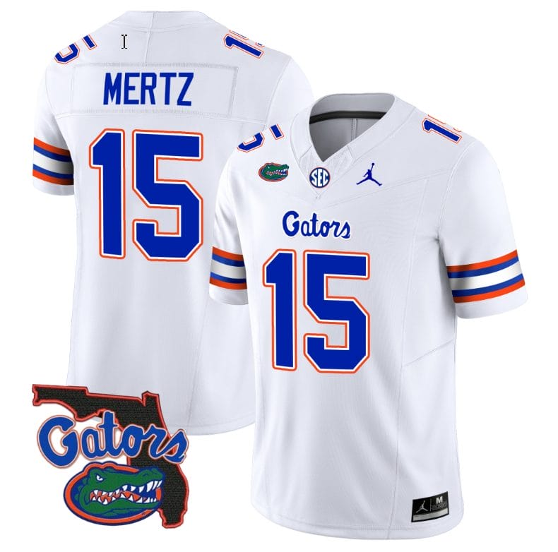 Graham MertzJersey #15 Florida Gators Vapor Limited Florida Map College Football White