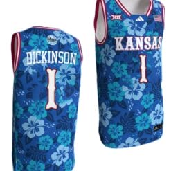 Hunter Dickinson Jersey #1 Kansas Jayhawks Bill Self Game College Basketball Blue Maui Strong