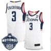 Joey Calcaterra Jersey #3 UConn Huskies 2023 National Champions College Basketball White Home
