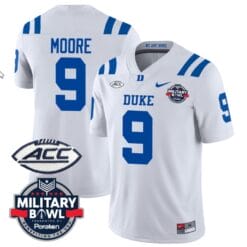 Jaquez Moore Jersey #9 Duke Blue Devils Football Limited White Military Bowl