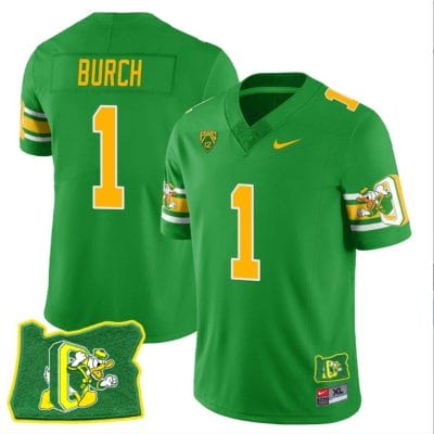Jordan Burch Jersey #1 Oregon Ducks ‘Mighty Oregon’ Throwback Football Oregon State Green