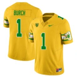Jordan Burch Jersey #1 Oregon Ducks ‘Mighty Oregon’ Throwback Football Uniforms Yellow