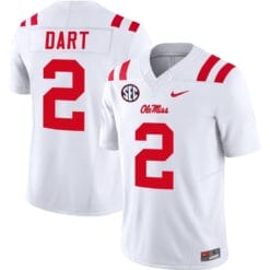 Jaxson Dart Jersey #2 Ole Miss Rebels Football Vapor Limited All Stitched White