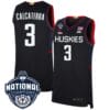 Joey Calcaterra Jersey #3 UConn Huskies 2023 National Champions College Basketball Black