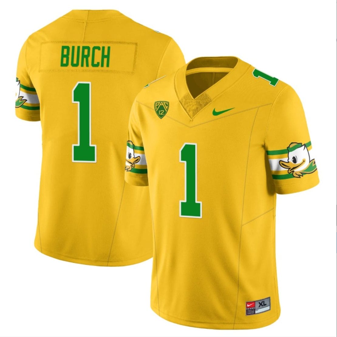 Jordan Burch Jersey #1 Oregon Ducks ‘Mighty Oregon’ Throwback College Football Uniforms Yellow
