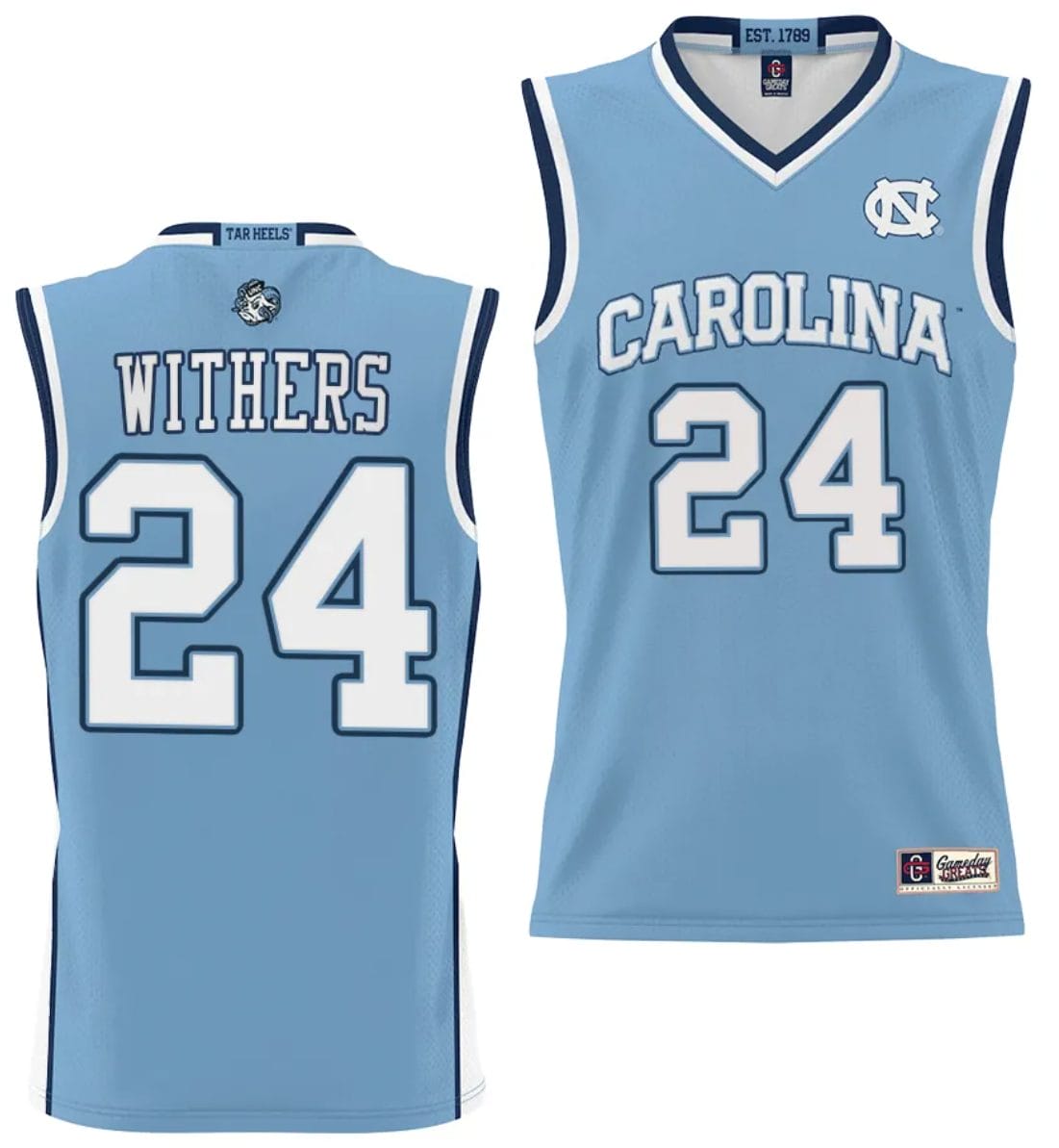 JaeLyn Withers Jersey #24 UNC Tar Heels College NIL Basketball Lightweight Blue