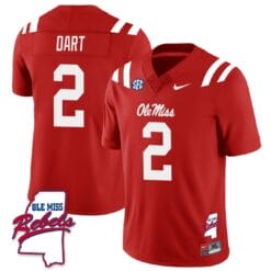 Jaxson Dart Jersey #2 Ole Miss Rebels Football Ole Map All Stitched Red