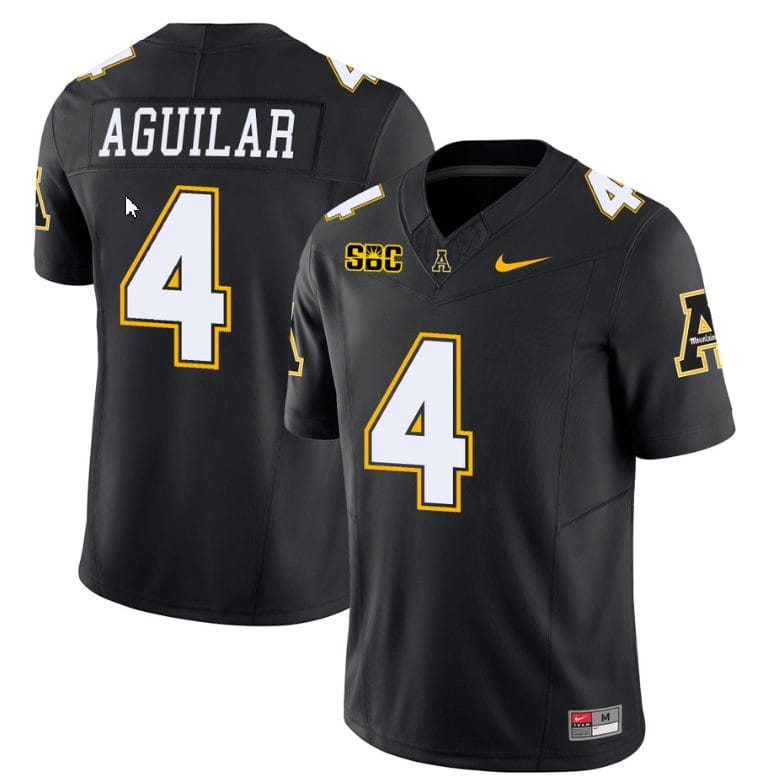 Joey Aguilar Jersey #4 Appalachian State Mountaineers Vapor Limited College Football Black