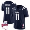 Jordan Watkins Jersey #11 Ole Miss Rebels Football Ole Map All Stitched Navy