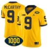 JJ McCarthy Jersey #9 Michigan Wolverines 1000 Wins Patch College Football Yellow