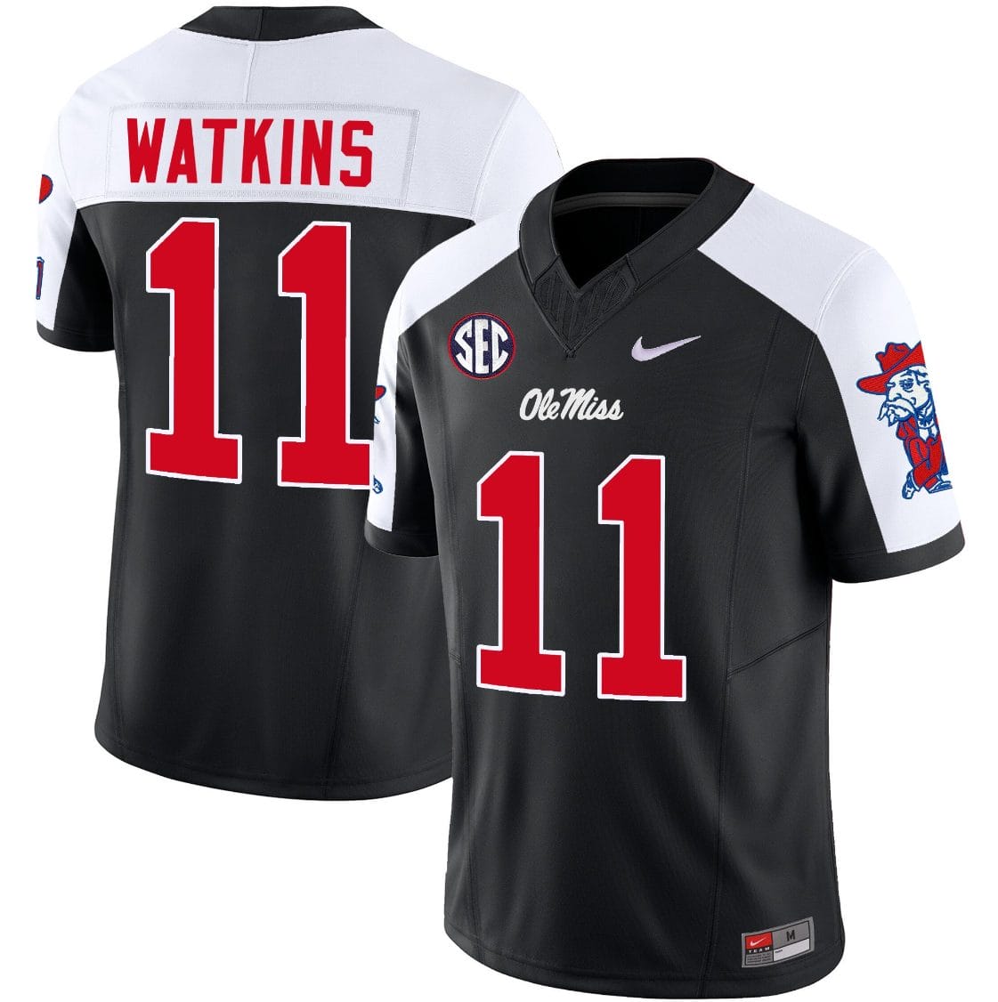 Jordan Watkins Jersey #11 Ole Miss Rebels Football Vapor Limited All Stitched Black Alternate
