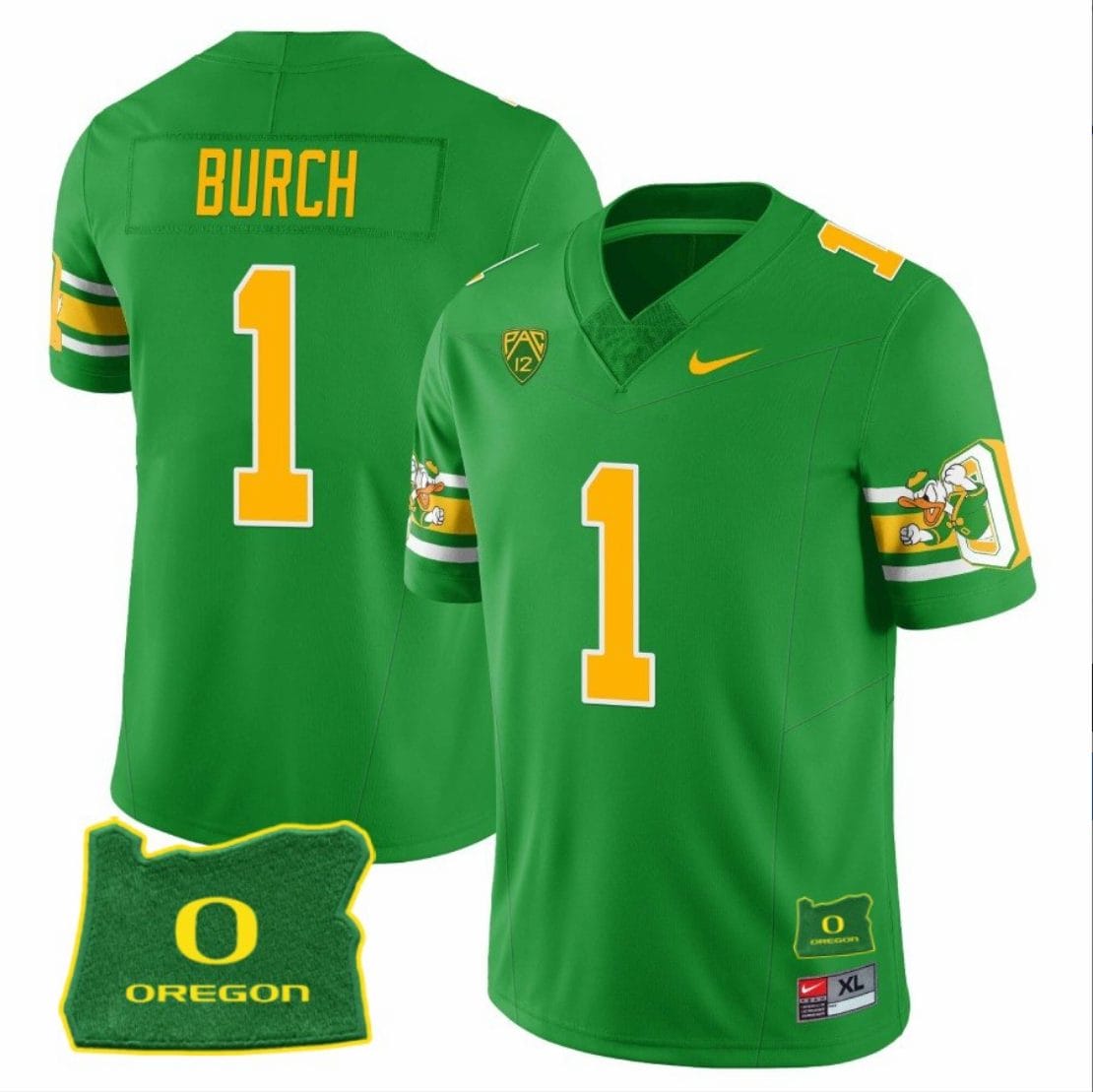 Jordan Burch Jersey #1 Oregon Ducks ‘Mighty Oregon’ Throwback Football Uniforms Oregon State Patch Green