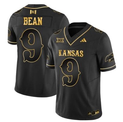 Jason Bean Jersey #9 Kansas Jayhawks Blackhawk Gold Vapor Football Black Gold