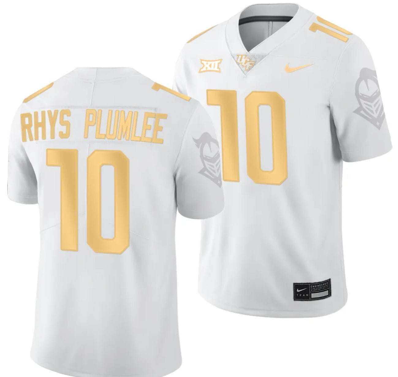 John Rhys Plumlee Jersey #10 UCF Knights Light Mode College Football White Golden