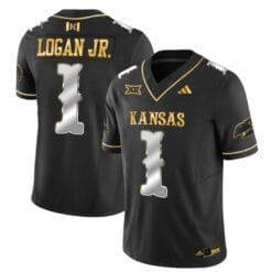 Kenny Logan Jr Jersey #1 Kansas Jayhawks Blackhawk Gold Vapor Football Black Limited