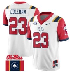 Khari Coleman Jersey #23 Ole Miss Rebels Football Ole Miss Flag All Stitched White 2