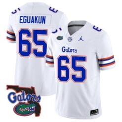 Kingsley Eguakun Jersey #65 Florida Gators Vapor Limited Florida Map College Football White