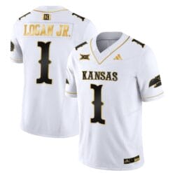 Kenny Logan Jr Jersey #1 Kansas Jayhawks Blackhawk Gold Vapor Football White Gold