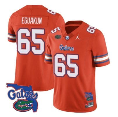 Kingsley Eguakun Jersey #65 Florida Gators Vapor Limited College Football Orange