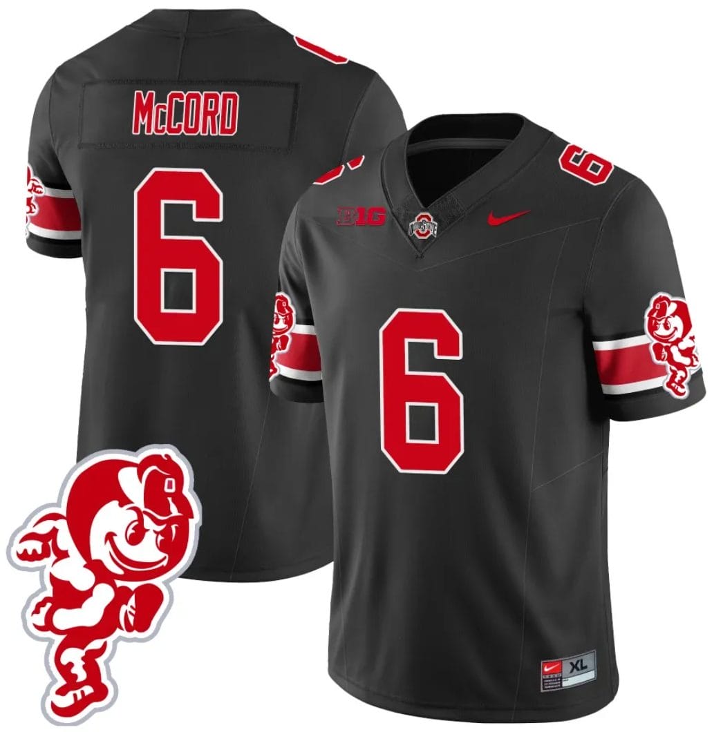 Kyle McCord Jersey #6 Ohio State Buckeyes Football 2023 Stitched Brutus Buckeye Patch Black