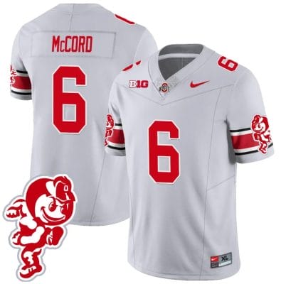 Kyle McCord Jersey #6 Ohio State Buckeyes Football 2023 Stitched Brutus Buckeye Patch Gray