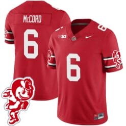 Kyle McCord Jersey #6 Ohio State Buckeyes Football 2023 Stitched Brutus Buckeye Patch Scarlet
