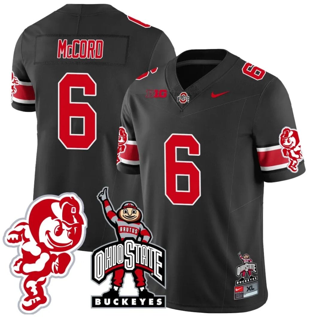 Kyle McCord Jersey #6 Ohio State Buckeyes Football Stitched Brutus Buckeye Patch Black