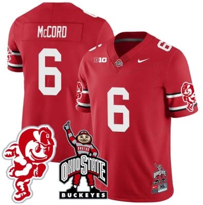 Kyle McCord Jersey #6 Ohio State Buckeyes Football Stitched Brutus Buckeye Patch Scarlet