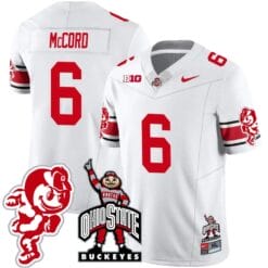 Kyle McCord Jersey #6 Ohio State Buckeyes Football Stitched Brutus Buckeye Patch White