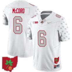 Kyle McCord Jersey #6 Ohio State Buckeyes Football Stitched Ohio Map Patch White Special