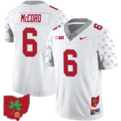 Kyle McCord Jersey #6 Ohio State Buckeyes Football Stitched Ohio Map Patch White Special Style 2