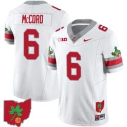 Kyle McCord Jersey #6 Ohio State Buckeyes Football Stitched Ohio Map Patch White Style 2