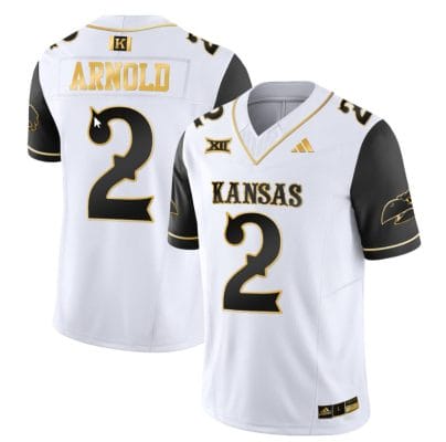 Lawrence Arnold Jersey #2 Kansas Jayhawks Blackhawk Gold Vapor Football Black Sleeves