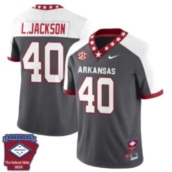 Landon Jackson Jersey #40 Arkansas Razorback Football Arkansas State Patched White Alternate