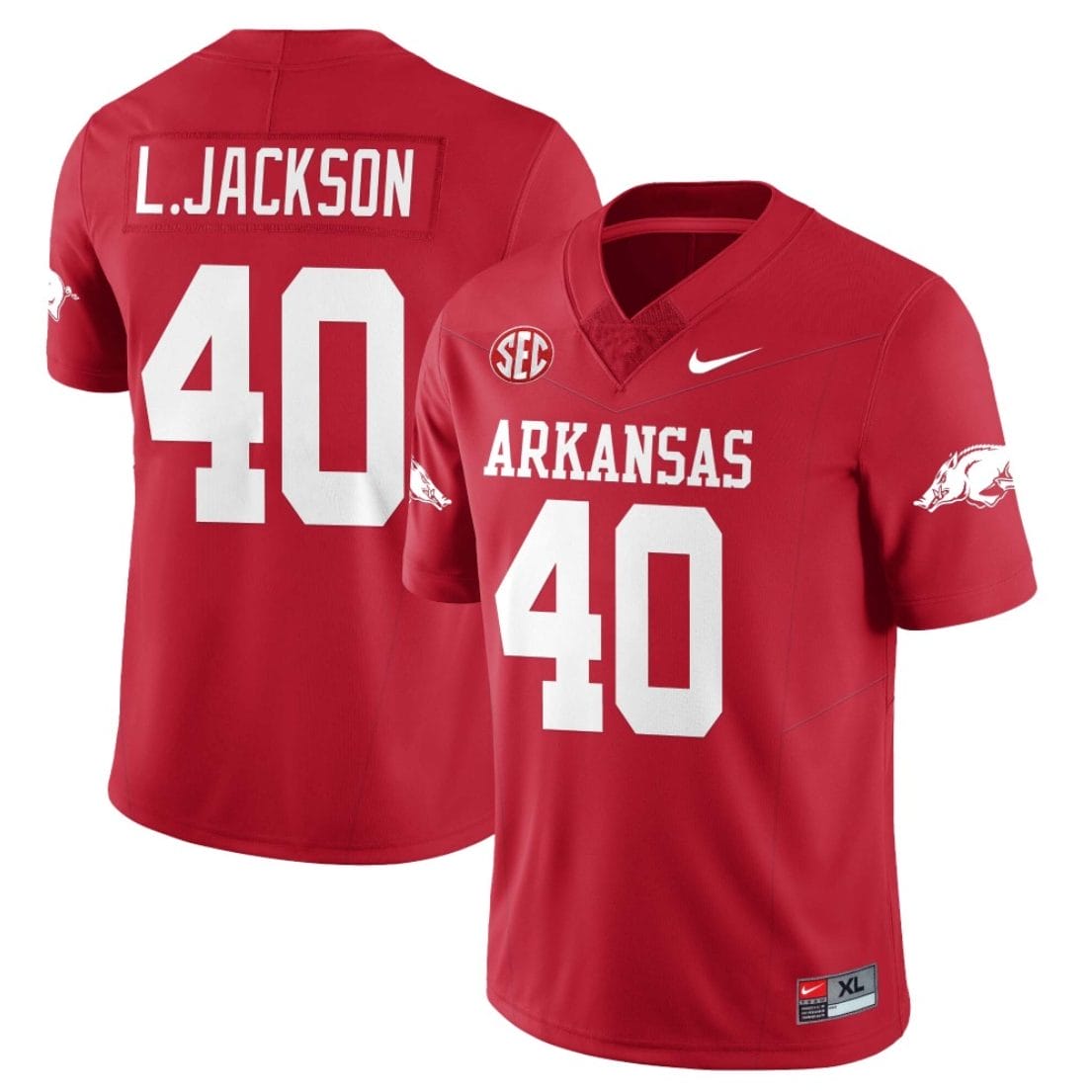 Landon Jackson Jersey #40 Arkansas Razorback Football All Stitched Red