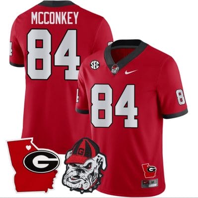 Ladd McConkey Jersey #84 Georgia Bulldogs Georgia State Map College Football Stitched Red
