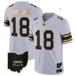 Marvin Harrison Jr Jersey #18 Ohio State Buckeyes College Football Stitched Special Vapor Limited Ohio Patch Gray Gold