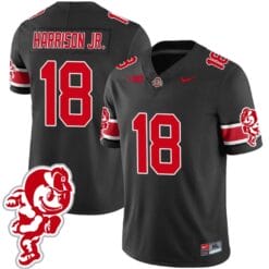 Marvin Harrison Jr Jersey #18 Ohio State Buckeyes Football 2023 Stitched Brutus Buckeye Patch Black